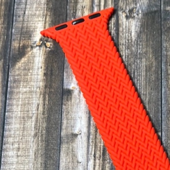 5for$10 Red Zigzag Textured Silicone 42/44/45/49mm Apple Watchband Accessories - Picture 3 of 4